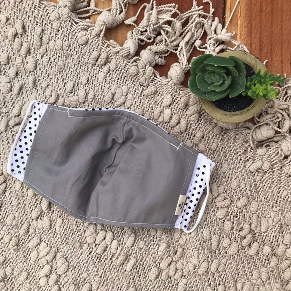 100% Homemade Face Mask| White & Black Polka Dots - Picture 2 of 2